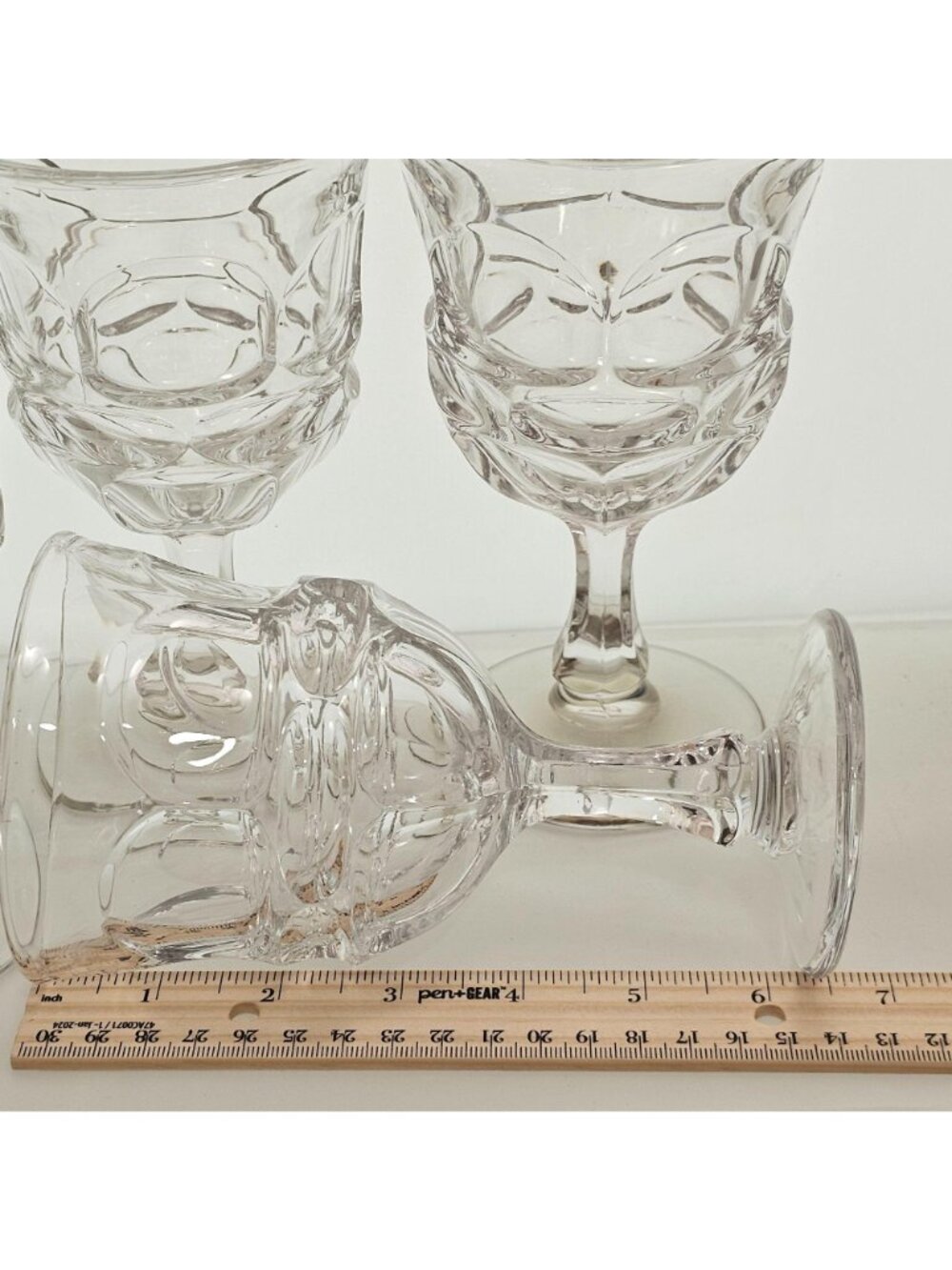 4 Fostoria Argus Water Goblets 6.5" vtg 1970s clear glasses midcentury 10oz - Picture 7 of 8